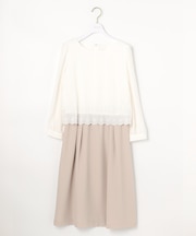 【洗える】レースコンビバックサテン ワンピース