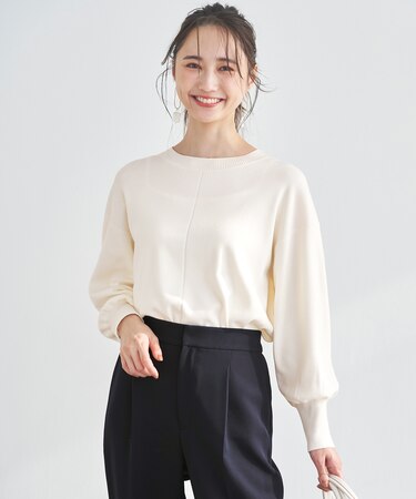 【洗える】フロントライン ニット