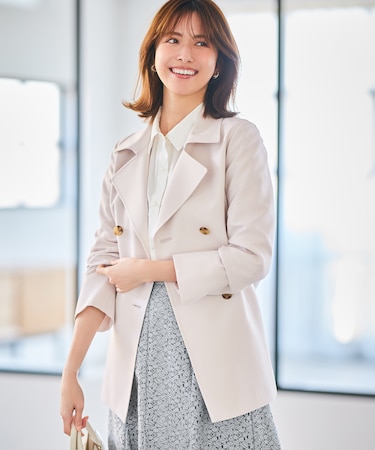 【洗える】ベーシックハーフ トレンチコート