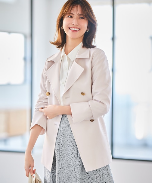 【洗える】ベーシックハーフ トレンチコート