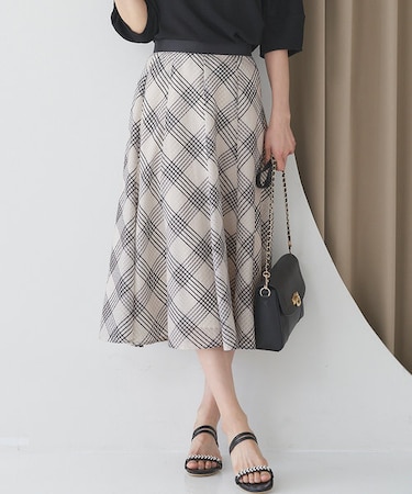 【洗える】ツートーンシアーチェック スカート