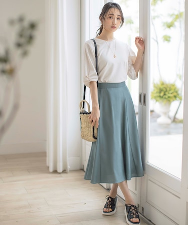 【速乾・接触冷感】スムージーポリエステル フレアスカート