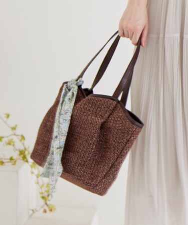 スカーフ付パイピングカゴ バッグ