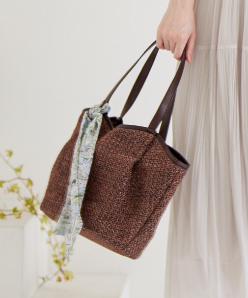 スカーフ付パイピングカゴ バッグ