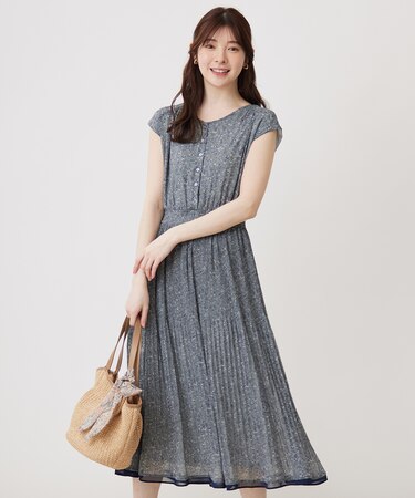 【洗える】フラワープリーツ ワンピース