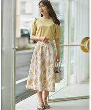 【撥水】シルエットフラワー スカート