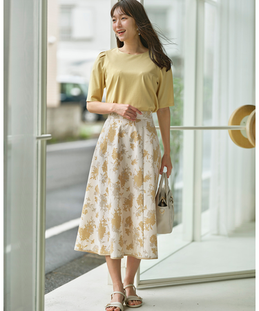 【撥水】シルエットフラワー スカート