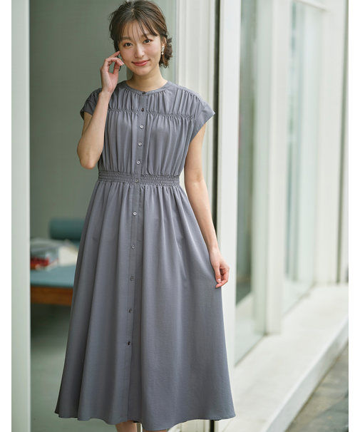 【撥水】シャーリングシャツ ワンピース