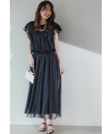 【洗える】ラッフルチュール プルオーバー