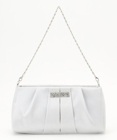 【2WAY】ビジュー調タック パーティバッグ