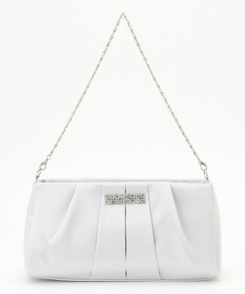 【2WAY】ビジュー調タック パーティバッグ