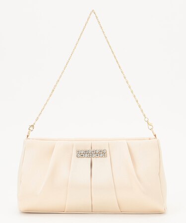 【2WAY】ビジュー調タック パーティバッグ