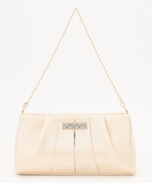 【2WAY】ビジュー調タック パーティバッグ