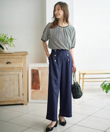 【洗える】マリンディテールシャンブレー パンツ