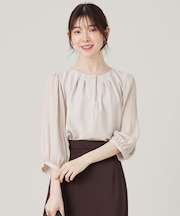 【洗える】プリーツスリーブ ブラウス