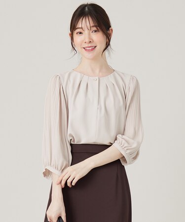 【洗える】プリーツスリーブ ブラウス