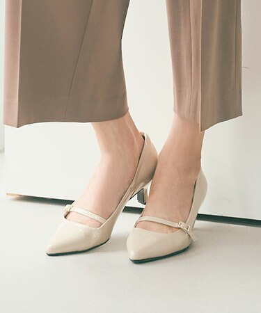 【23.0~24.0cm】ミニストーンバックル パンプス