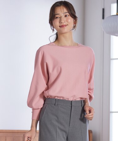 【CICA加工・選べる9色展開】クルーネックバックスリット ニット