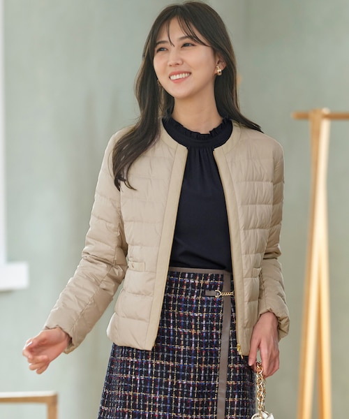 【撥水・洗える】2WAYノーカラーダウン ジャケット 撥水・洗える】2WAYノーカラーダウン ジャケット｜エニィスィスの通販