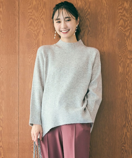 【洗える】ハイネックラグラン ニット