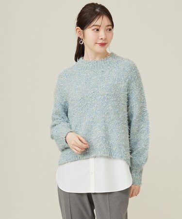 【洗える】リボンヤーンミックス ニット