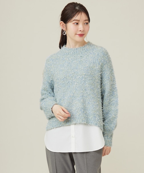 【洗える】リボンヤーンミックス ニット