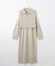 【2WAY】ケーブルベストSETニット ワンピース