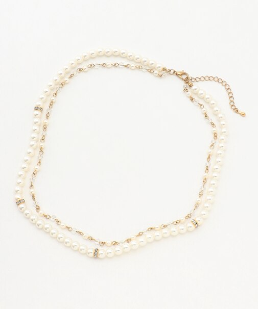 2連パール調ストーン ネックレス