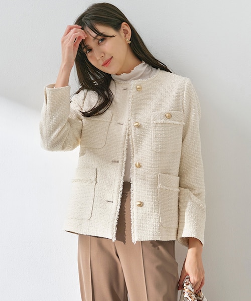 anysis ツイードノーカラーミドル ジャケット ツイードノーカラーミドル ジャケット｜エニィスィスの通販｜&mall