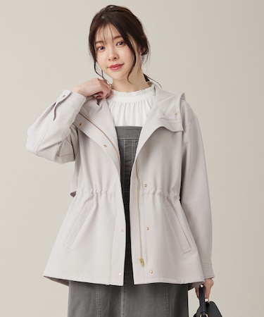 【撥水・UVカット・洗える】フーデットハーフ コート