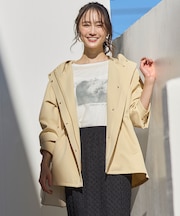 【撥水・UVカット・洗える】フーデットハーフ コート