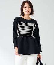 【洗える】スポンディッシュペプラム ニット