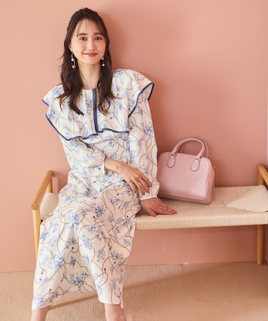 【洗える】スカーフデザインプリント ワンピース
