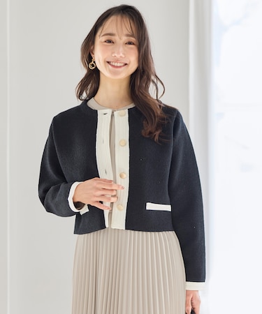 バイカラーラメニット カーディガン