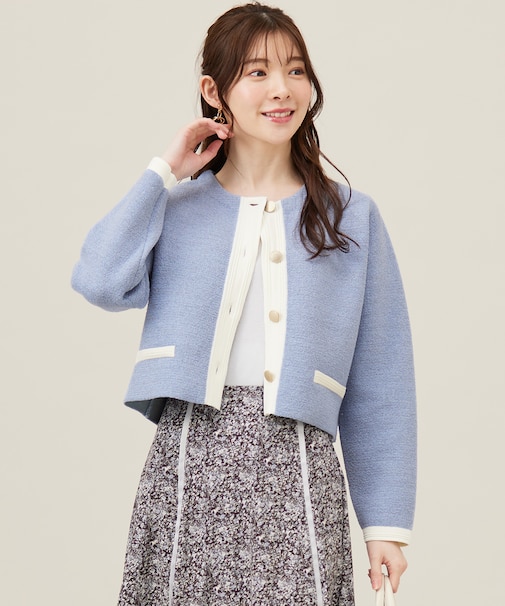 バイカラーラメニット カーディガン