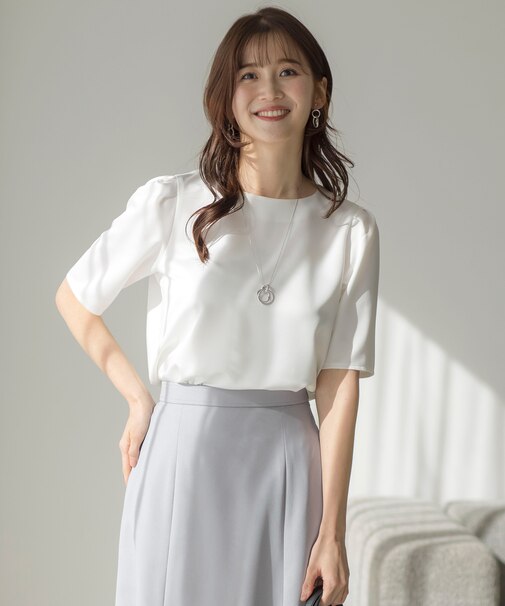 【洗える】サテン プルオーバー