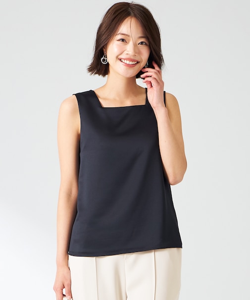 【洗える】サテン2WAY タンクトップ