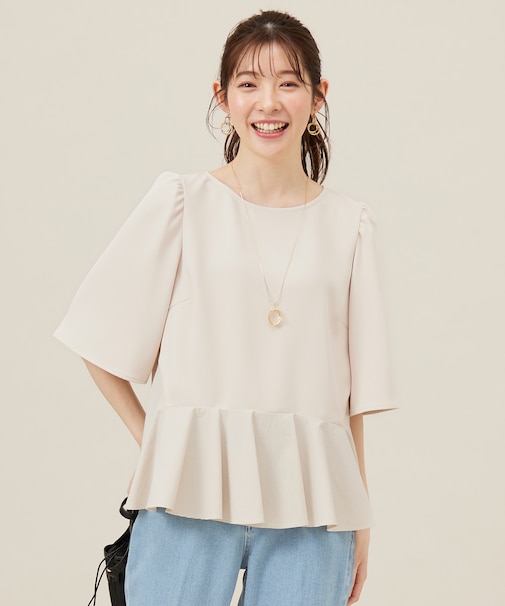 【撥水・接触冷感・UVカット】コンフォートイージーペプラム  ブラウス