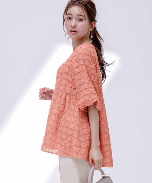 【洗える】ワッフルライクフクレジャカード チュニック