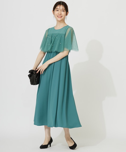 【Lily Calin】ラッフルチュールフェイクパール ドレス