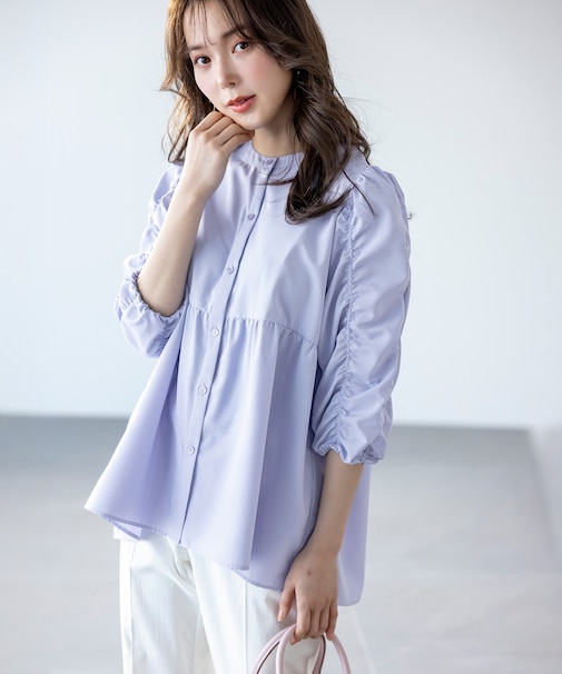 【洗える】ギャザースリーブ ブラウス