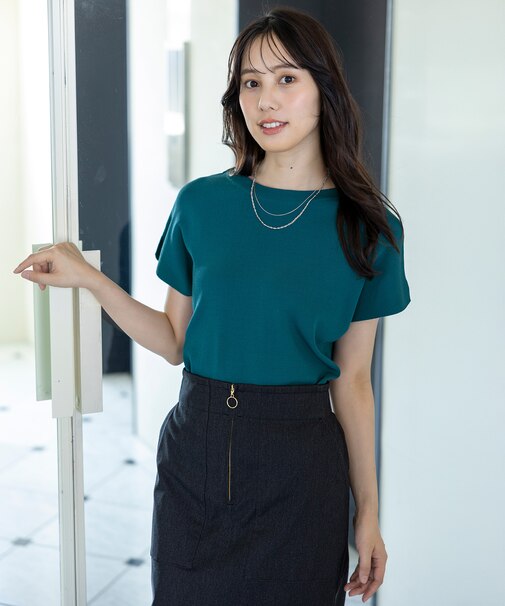 【接触冷感・UVカット・洗える】ビューティクール フレンチ ニットＴ