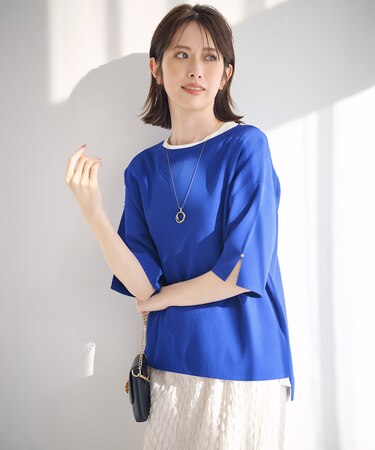 【接触冷感・UVカット・洗える】ビューティクールボートネック プルオーバー