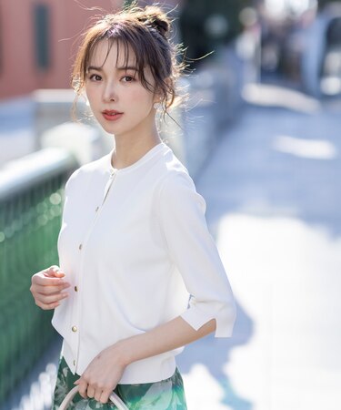 【接触冷感・UVカット・洗える】ハーフスリーブ カーディガン