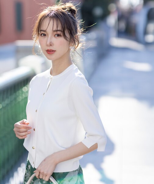 【接触冷感・UVカット・洗える】ハーフスリーブ カーディガン