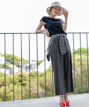 【ストレッチ・接触冷感・撥水・UVカット・洗える】エアリーストレッチ ワイドパンツ