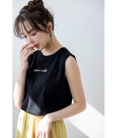 【洗える】ノースリーブロゴ Tシャツ