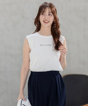 【洗える】ノースリーブロゴ Tシャツ