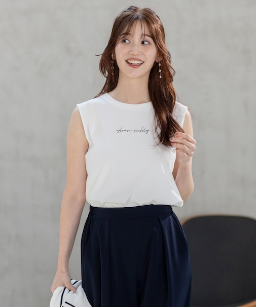 【洗える】ノースリーブロゴ Tシャツ