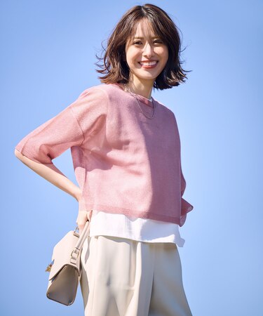 【洗える】シアー ニットT